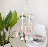 Boho Rainbow Baby Mobile - Pastel Pink Multi Colour.